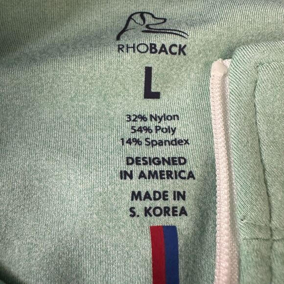 Rhoback 1/4 Zip Golf Shirt Men's Large Aqua Blue Green Performance Long Sleeve - Picture 5 of 8